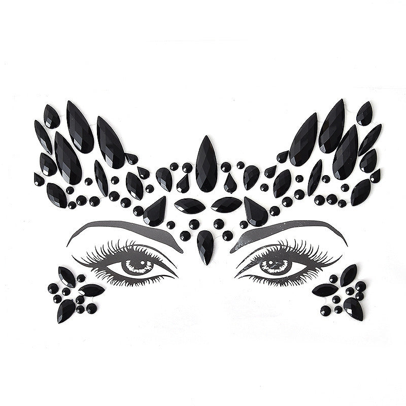 Autocollant en résine pour sourcils, décoration de visage, carnaval d'Halloween