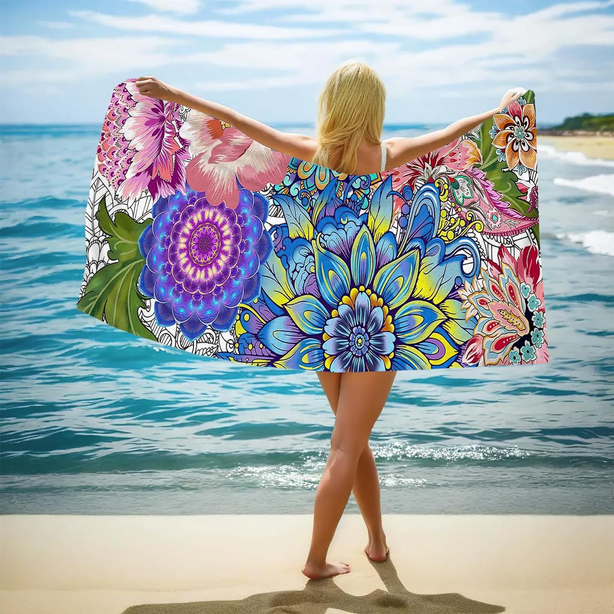 Toalla de playa de secado rápido con estampado de rizo de doble cara