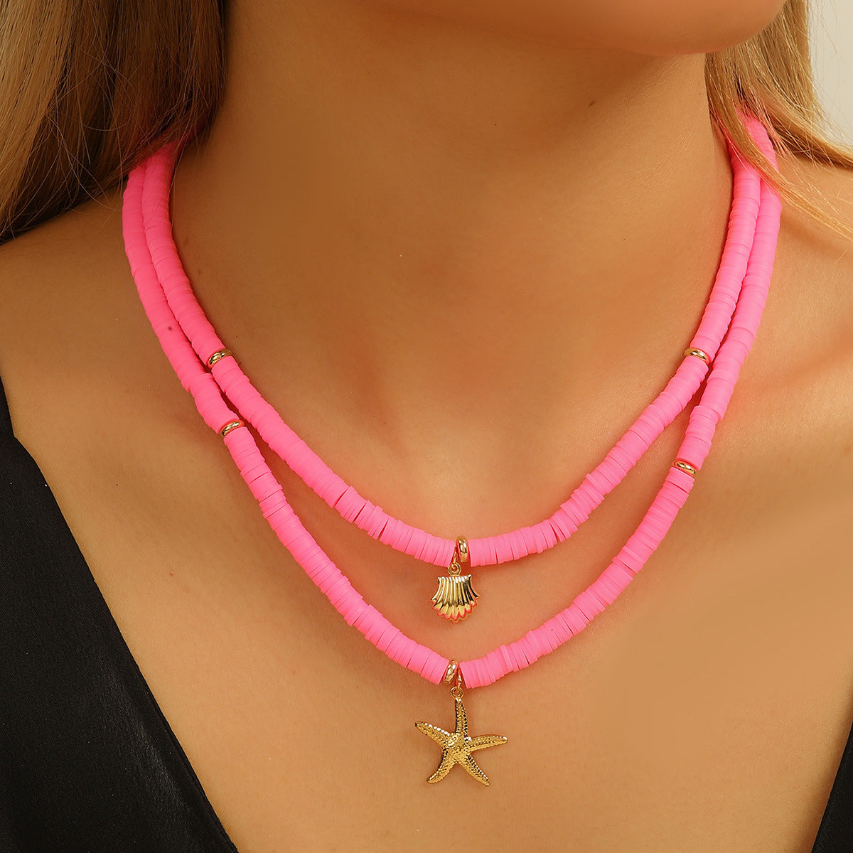 Bohemian Beach Vacation Beaded Starfish Necklace