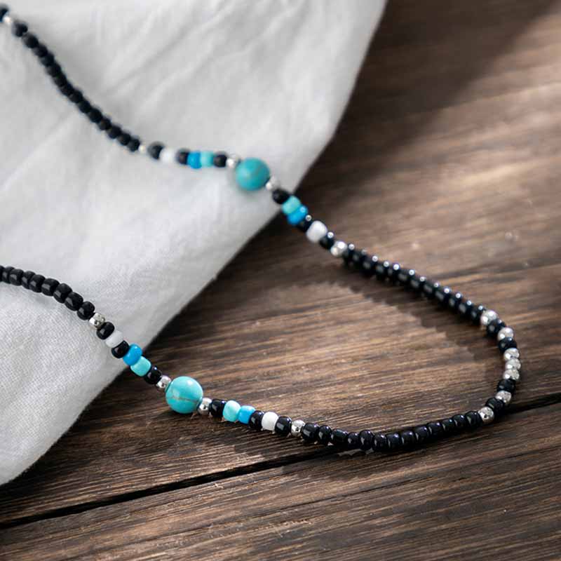 Men's Bohemian Turquoise Beaded Necklace