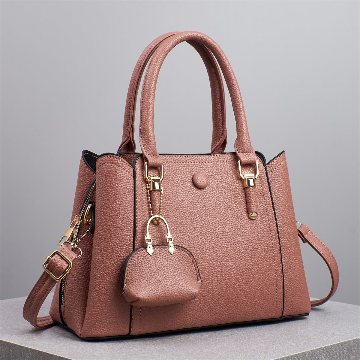 Bolso de mano informal de gran capacidad y color liso para mujer, con cierre de cremallera.