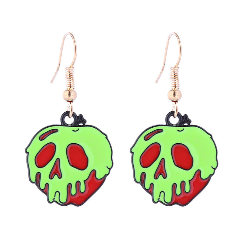 Halloween Women Horror Skull Spider Pumpkin Alloy Earrings