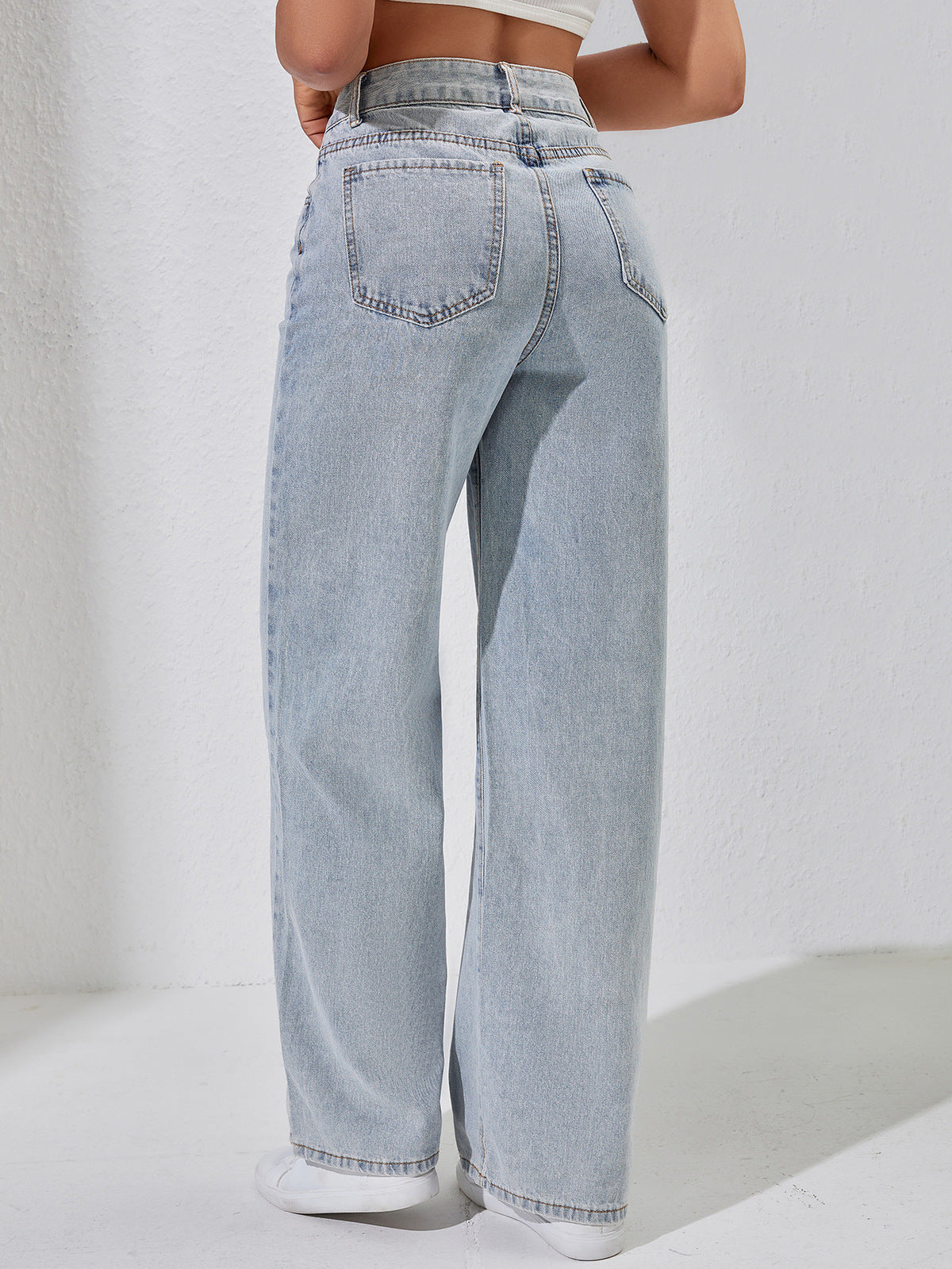 Women Casual High Waist Wide Leg Denim Jeans