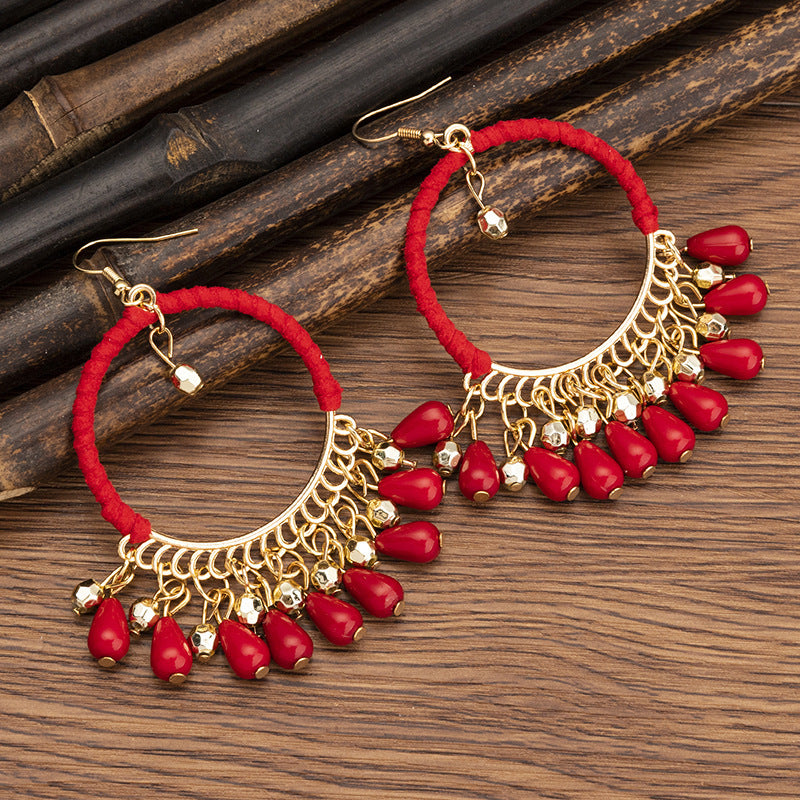 Pendientes con borlas retro de estilo étnico bohemio