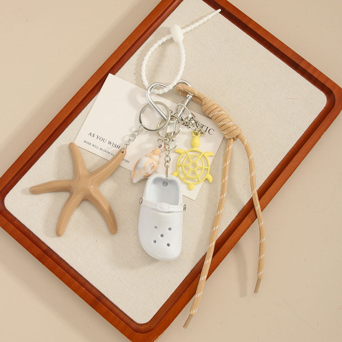 Creative Mini Slippers Starfish Keychain