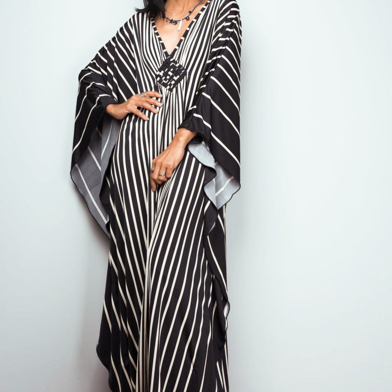 Robe de plage ample en polyester imprimé