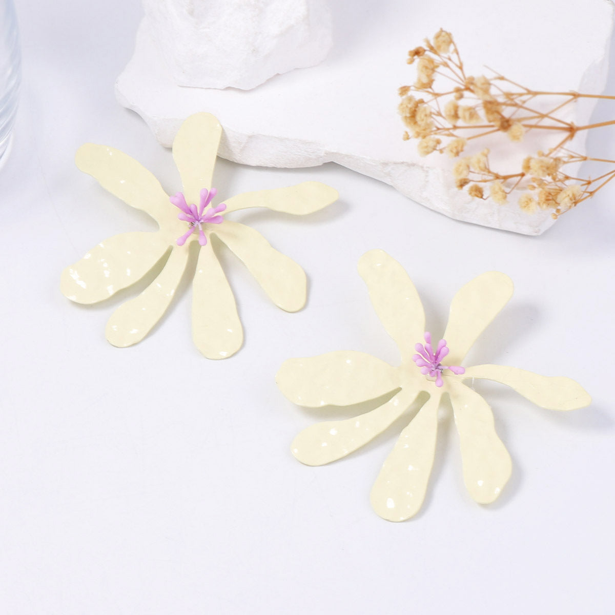 Personalized Exaggerated Metal Floral Earrings - Unique Flower Style Jewelry
