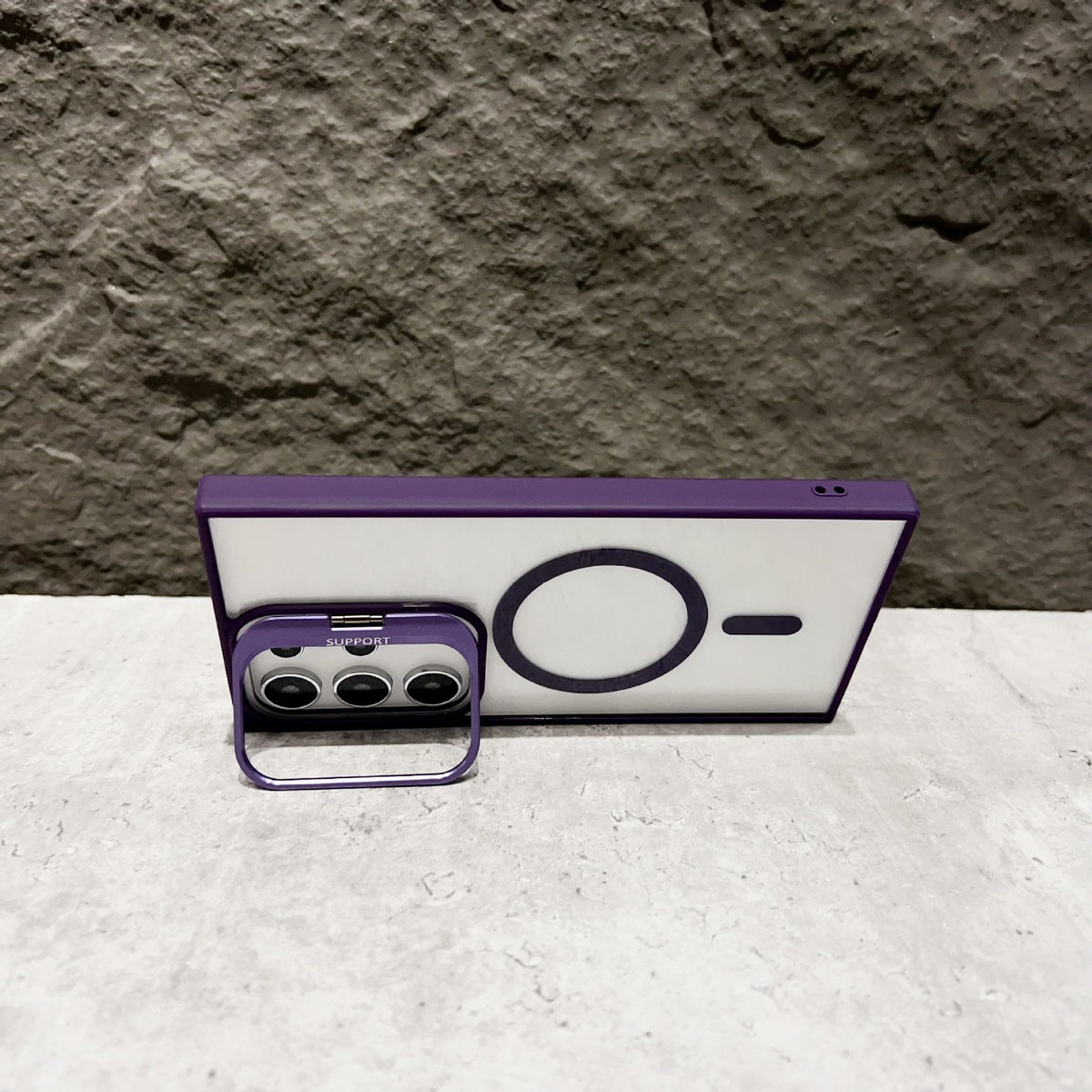Magnetic Acrylic Phone Case with Metal Lens Bracket for Samsung
