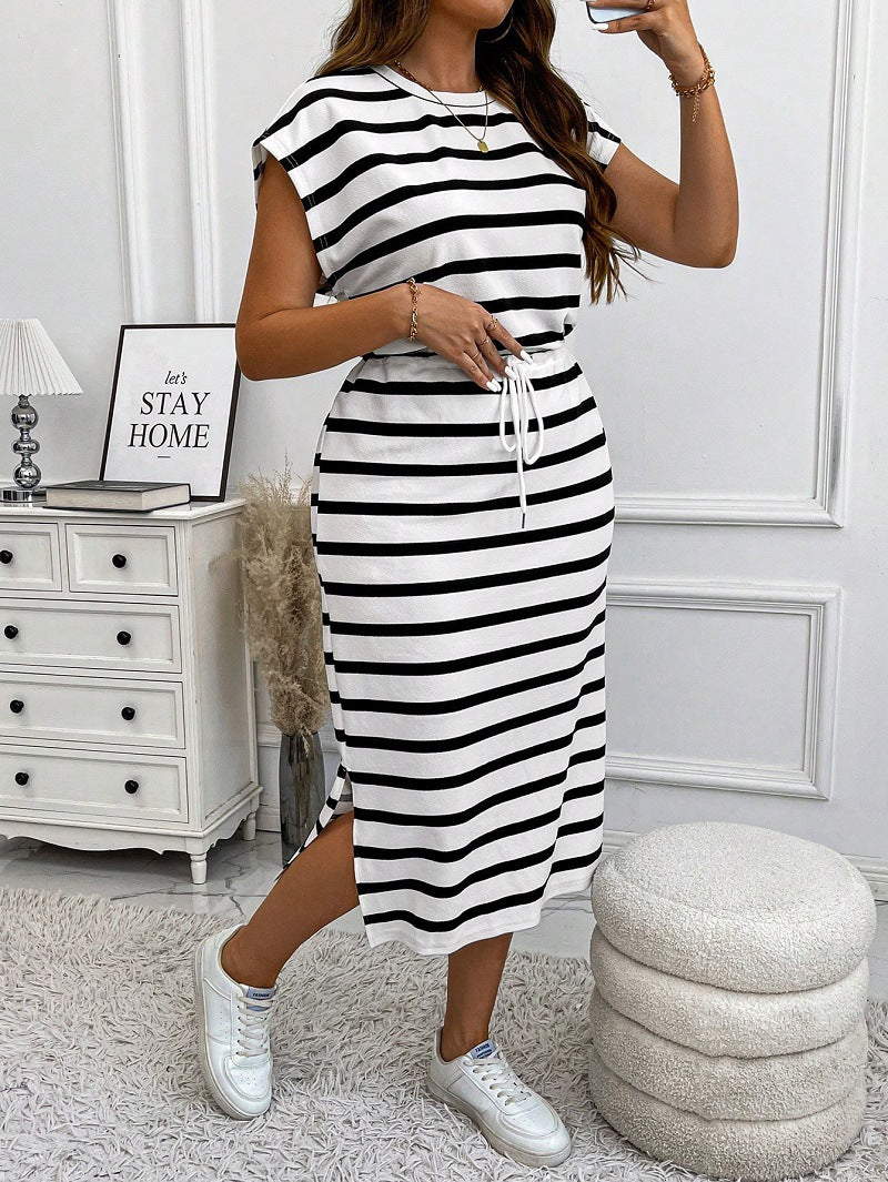 Vestido informal de rayas de talla grande para mujer