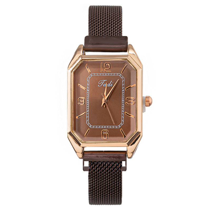 Women Fashion Solid Color Square Watch Stainless Steel Clasp