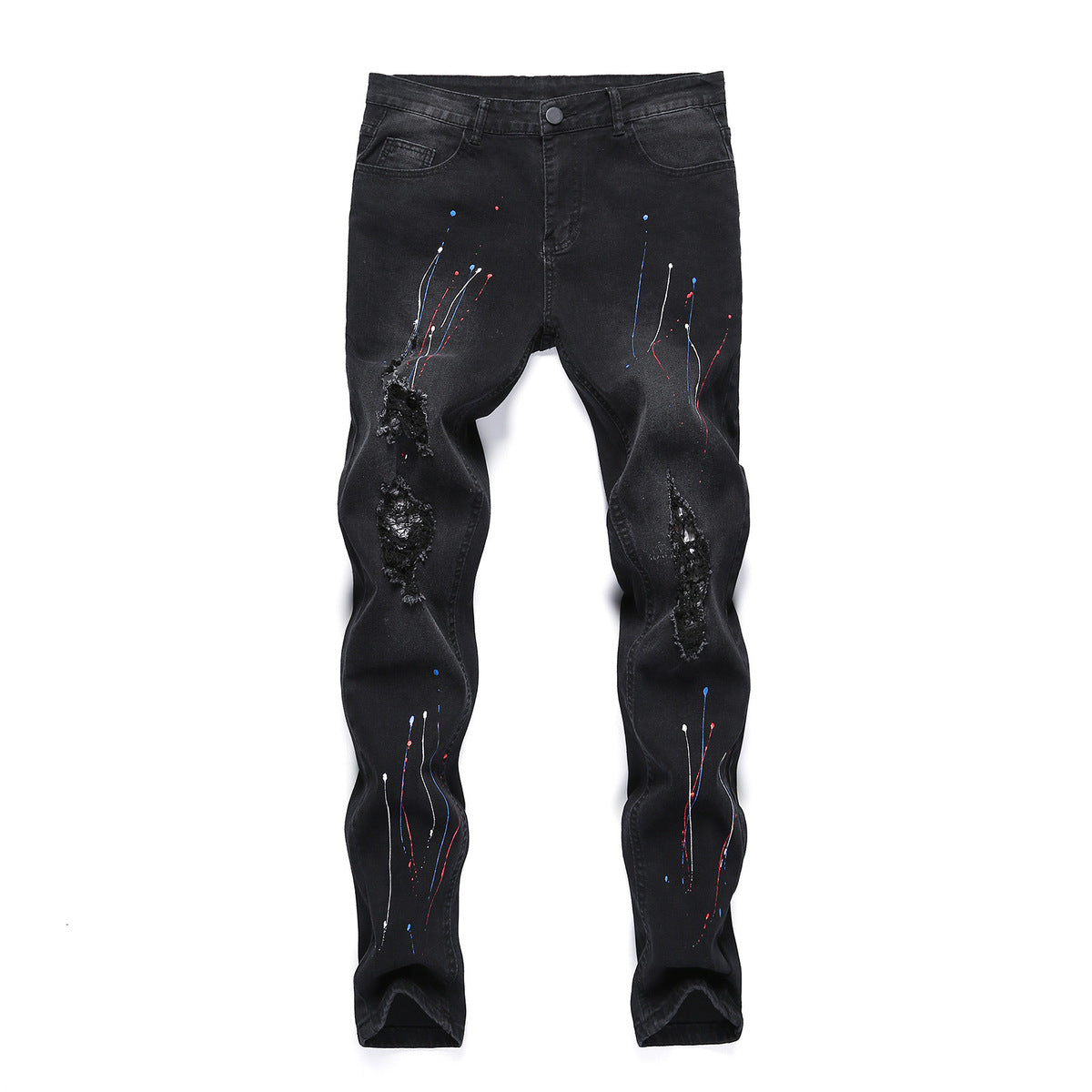 Vaqueros estampados rotos de moda casual para hombre