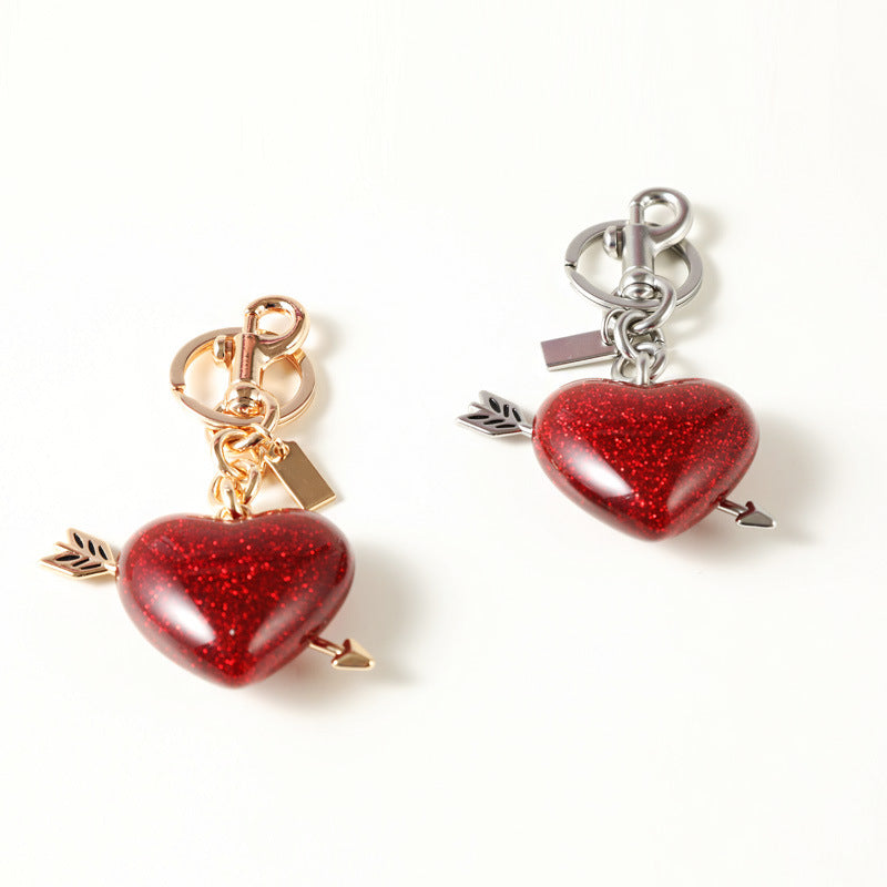 Rainbow Heart Rhinestone Bag Hanging Pendant Key Chain