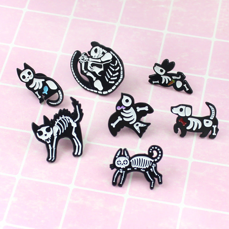 Broches en métal unisexes en forme d'animaux de dessin animé pour Halloween