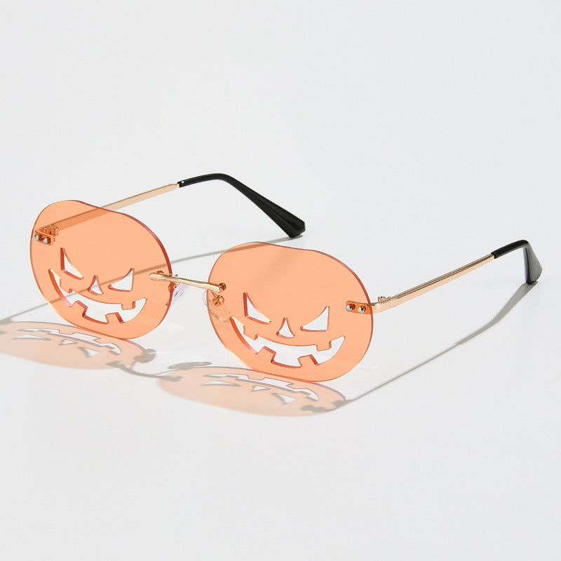 Gafas de sol unisex personalizadas sin marco con forma de calabaza de Halloween