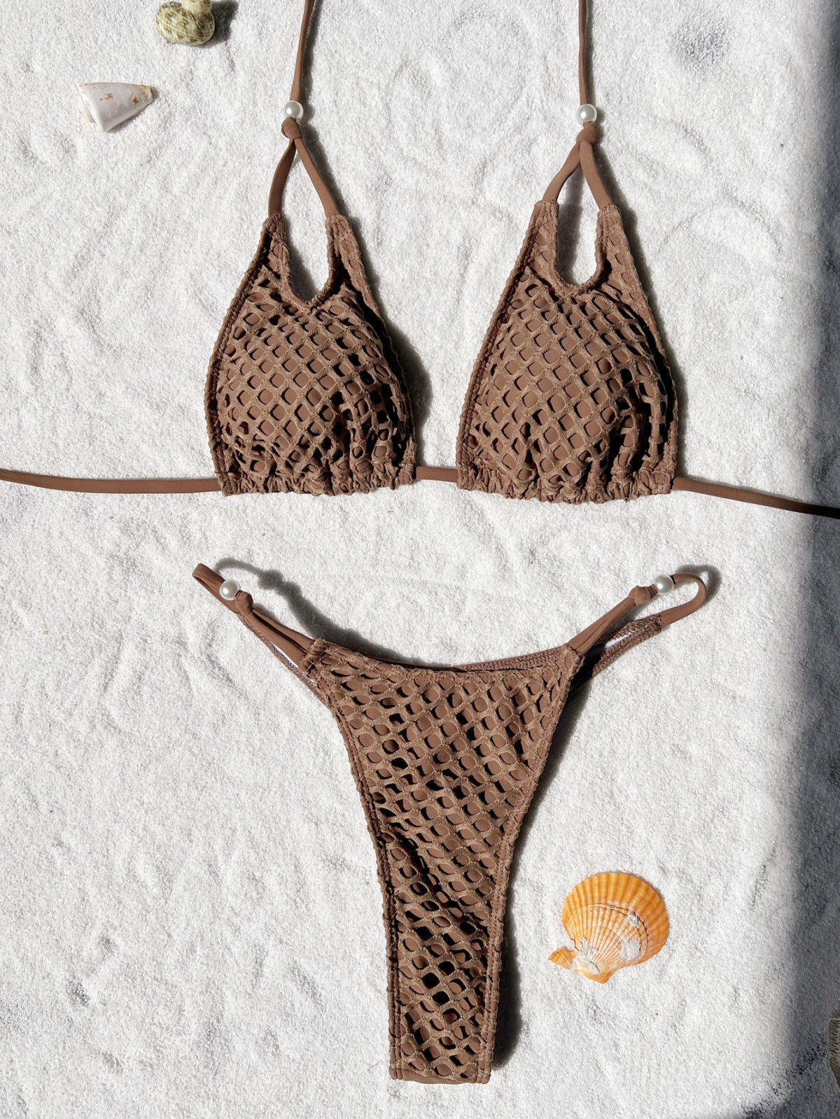 Bikini halter de color liso sin espalda para mujer