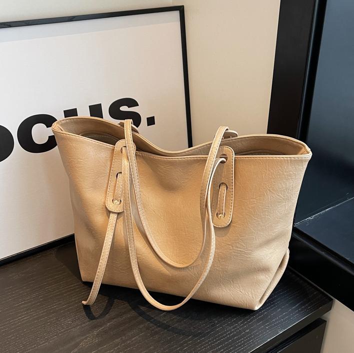 Grand sac fourre-tout décontracté de couleur unie pour femme