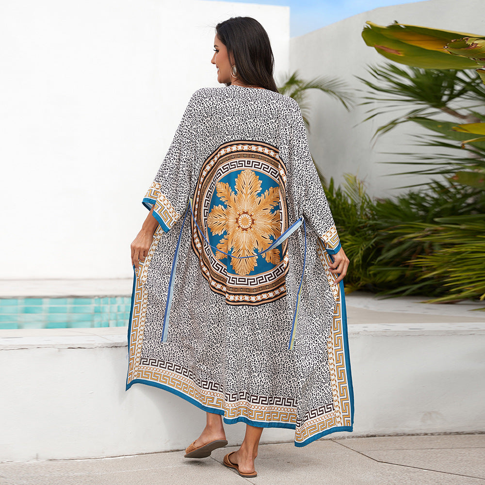 Women Fashion Casual Vacation Beach V-Neck Cover-Up