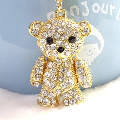 Fashion Creative Alloy Rhinestone Bear Key Chain Pendant