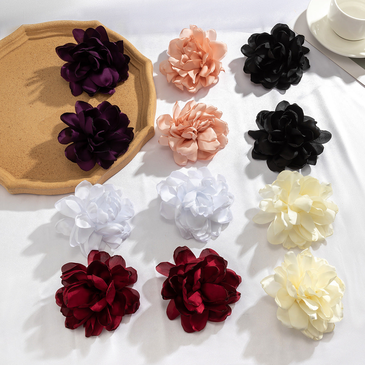 Exaggerated Fabric Floral Earrings Fashion Cloth Jewelry