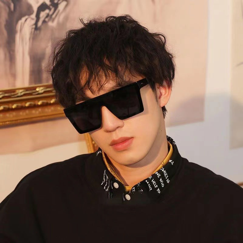 Gafas de sol de moda de una pieza con montura grande