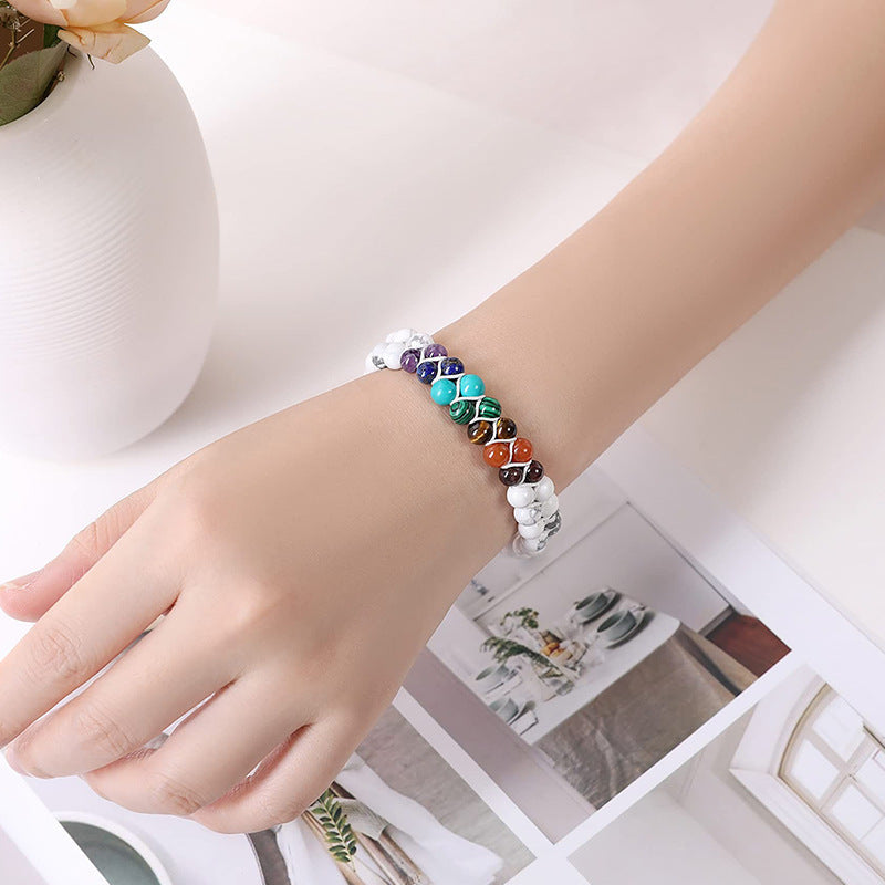 Unisex Casual Bohemian Turquoise Double Layer Bracelet