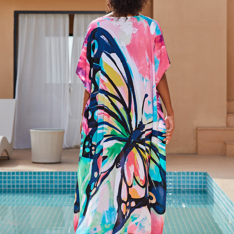 Traje de baño informal con estampado de mariposas para playa y vacaciones para mujer