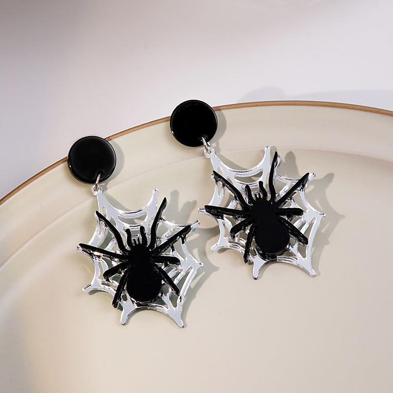 Halloween Gothic Black Spider Acrylic Earrings
