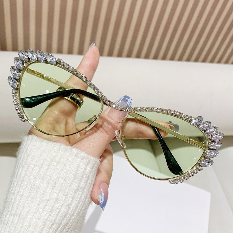 Gafas de sol de moda con diamantes de imitación de metal