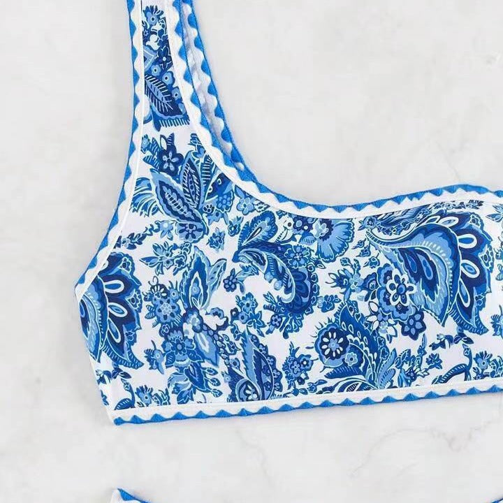 Women Summer Vacation One Shoulder Bikini Swimsuit