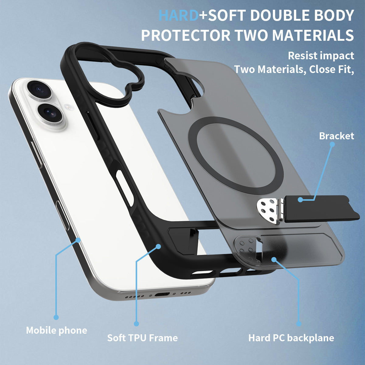 Coque de chargement magnétique invisible pour iPhone, couleur unie, tendance