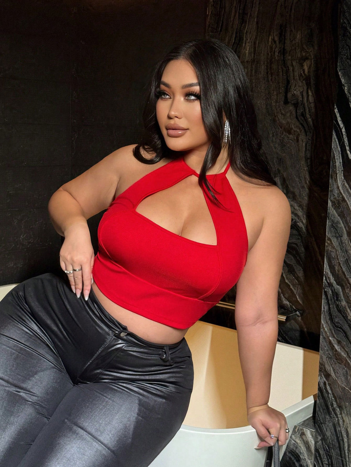 Top de cuello halter sexy de verano para mujer de talla grande