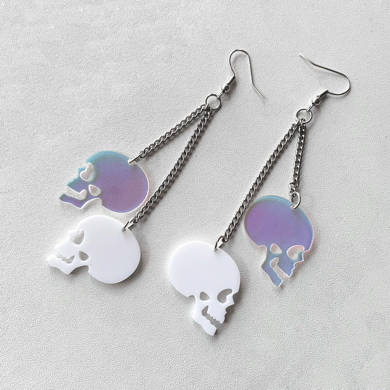 Pendientes de borlas de calavera acrílica de moda para Halloween para mujer