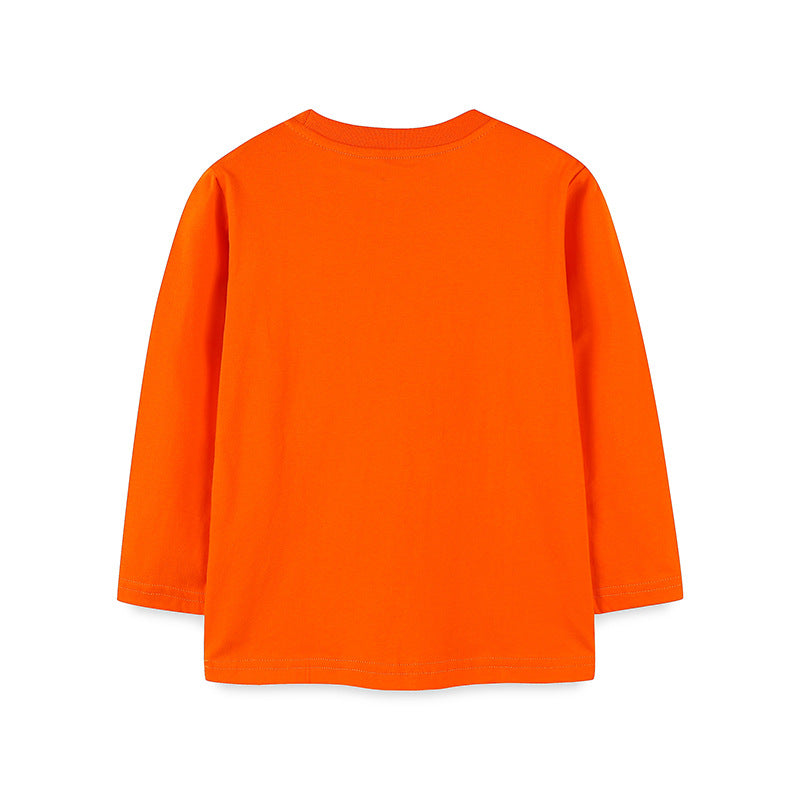 T-shirt à manches longues en coton imprimé citrouille pour enfants, garçons et filles