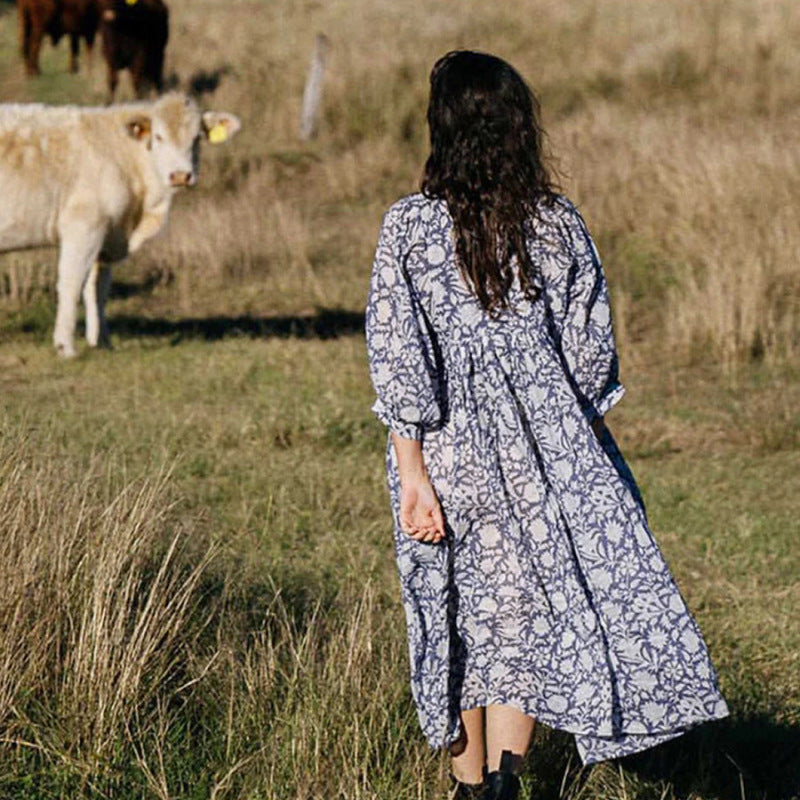 Summer Floral Print Women Loose Casual Boho Dress