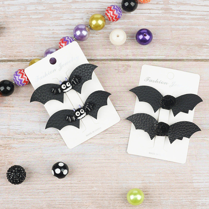 Ensemble de pinces à cheveux en cuir avec nœud chauve-souris pour enfants Halloween