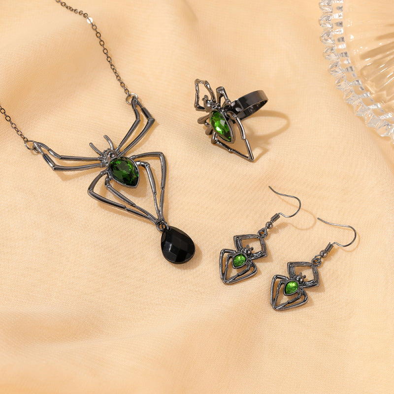 Halloween Women Fashion Exaggerated Retro Green Alloy Necklace