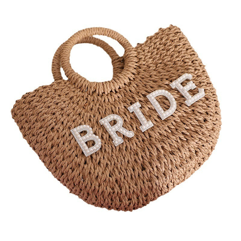 Bohemian Fashion Letter Semi-Round Straw Handbag