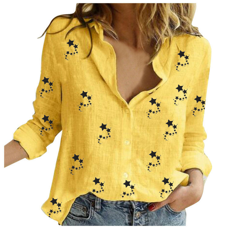 Blusas casuales de manga larga con estampado de estrellas para mujer