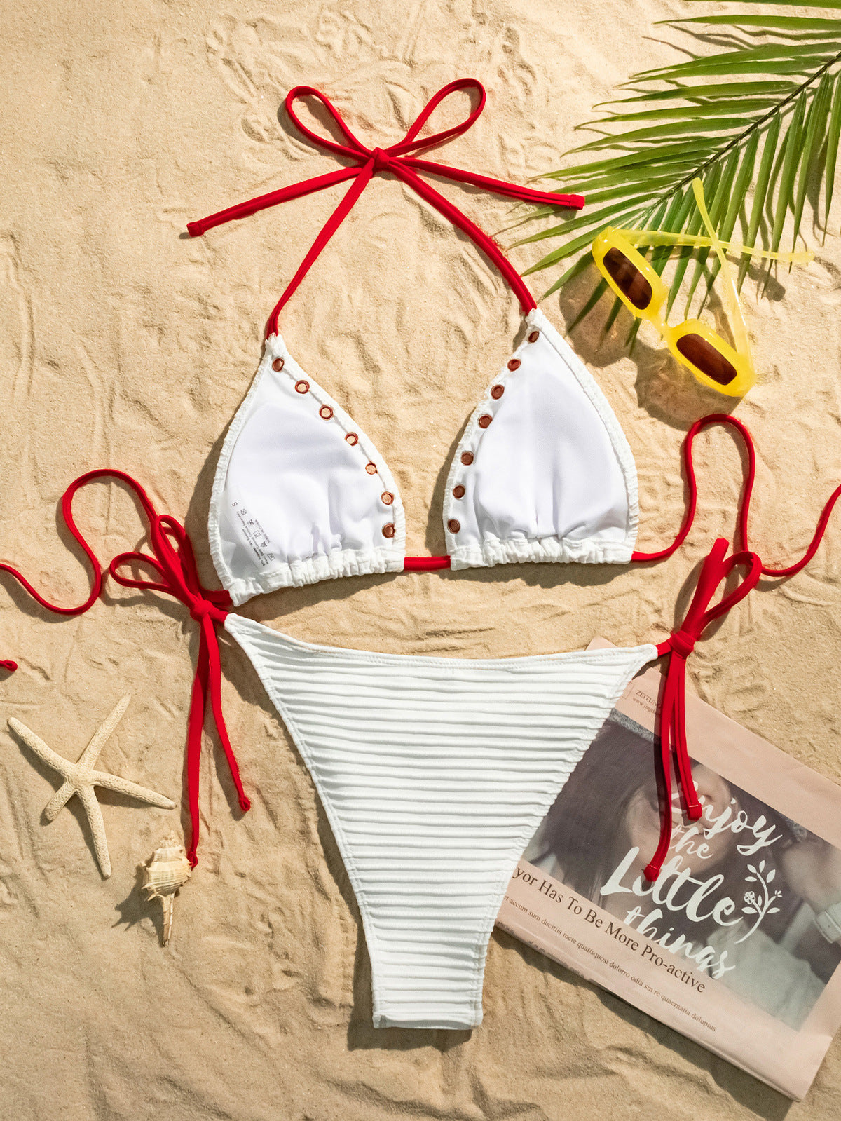 Bikini sexy con cordones y aberturas para mujer