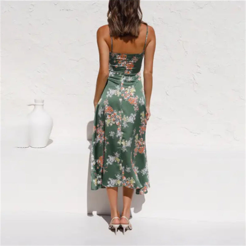 Women Casual Vacation Floral Print Maxi Dress