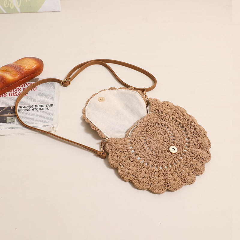 Bolso de hombro bohemio informal tejido - Mediano