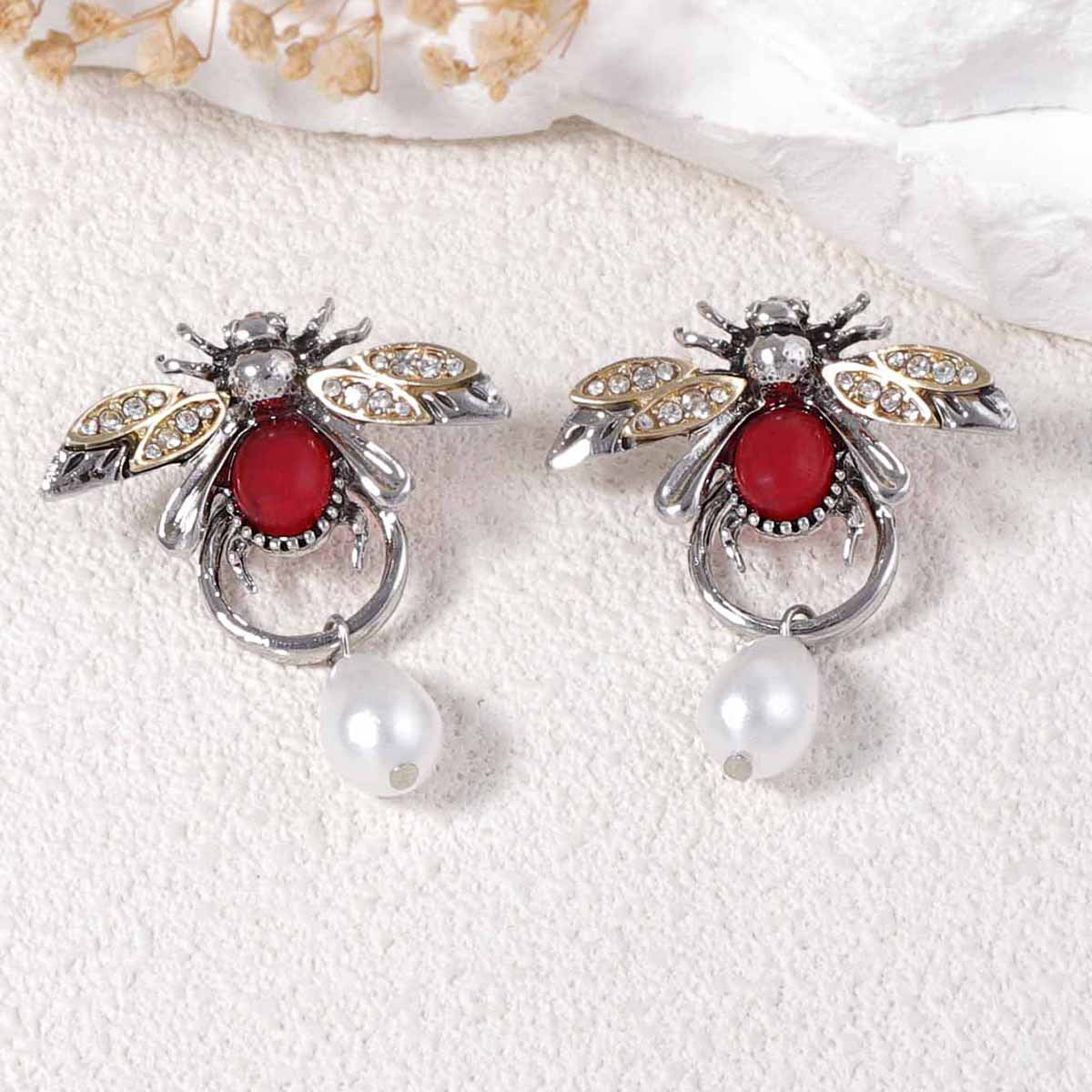 Women Fashion Retro Insect Water Drops Earrings