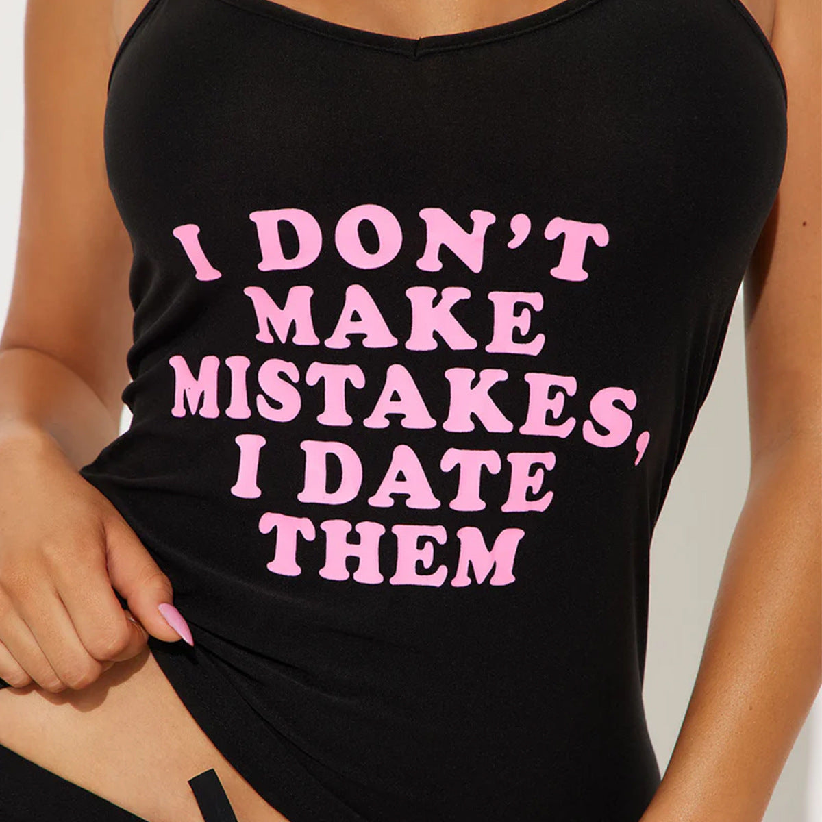 Ensemble pyjama deux pièces sexy à imprimé lettres pour femme