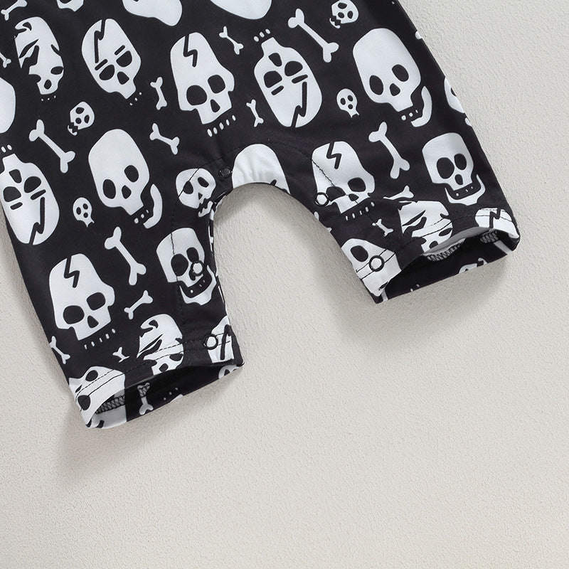 Pelele informal de algodón con estampado de calavera para Halloween para bebé y niño
