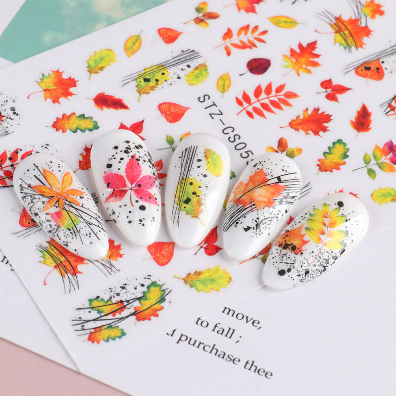 Halloween Skull Autumn Maple Leaf Pumpkin Ghost Nail Stickers