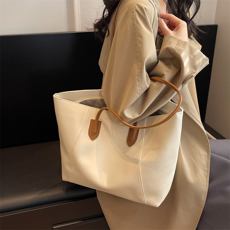 Bolso de mano informal, sencillo, de color sólido y gran capacidad para mujer