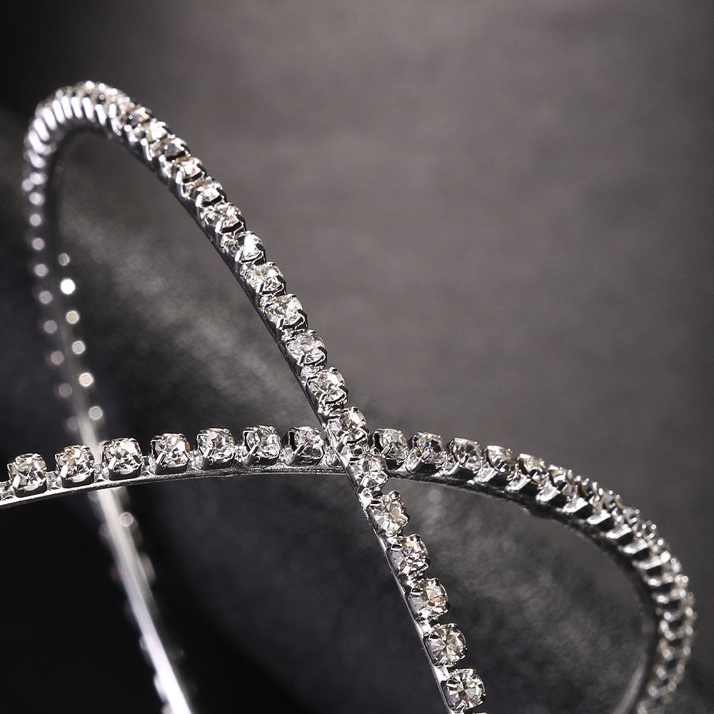 Fashion Exaggerated Hoop Earrings Rhinestone Geometry Style