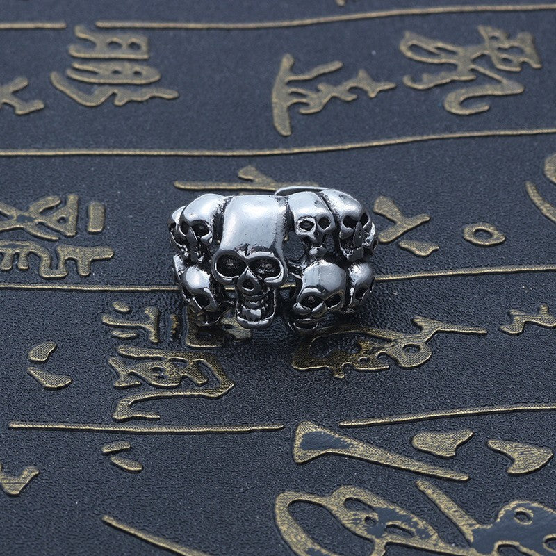 Anillos de metal unisex vintage con múltiples calaveras para Halloween