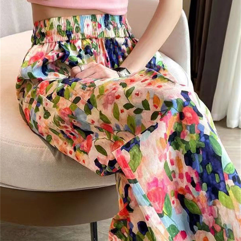 Women's Floral Print High Waist Wide Leg Pants