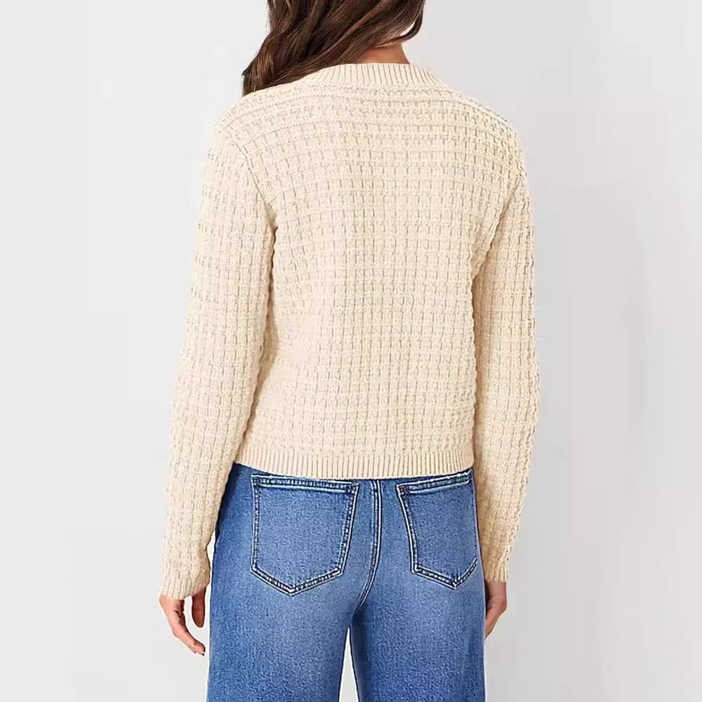 Cardigan décontracté à manches longues en tricot acrylique pour femme